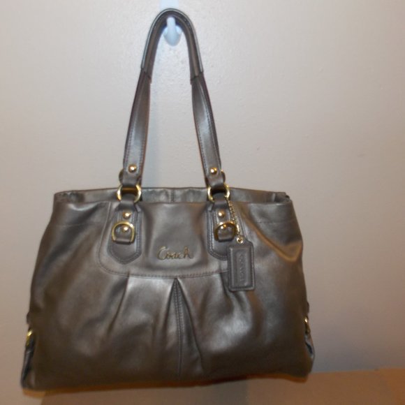 Coach Handbags - Coach Soft Leather Pewter? Ashley Carryall Bag